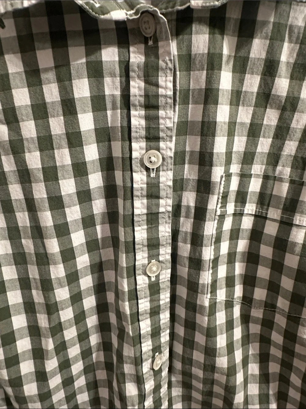 J. Crew Green and White Gingham Button-Down Shirt